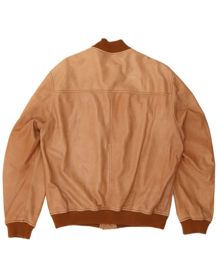Conbipel Mens Leather Bomber Jacket IT 56 2XL Brown