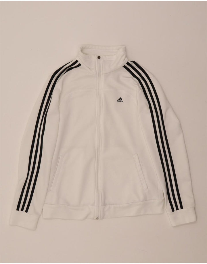 ADIDAS Womens Tracksuit Top Jacket UK 12/14 Medium White Polyester