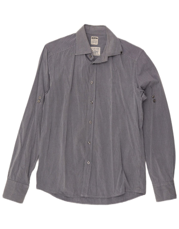 SCOTCH & SODA Mens Shirt Medium Blue Pinstripe