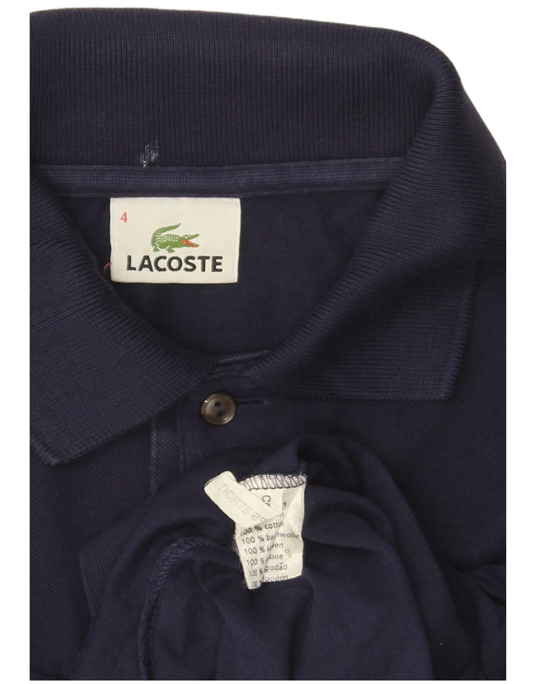 LACOSTE Mens Long Sleeve Polo Shirt Size 4 Medium Navy Blue Cotton