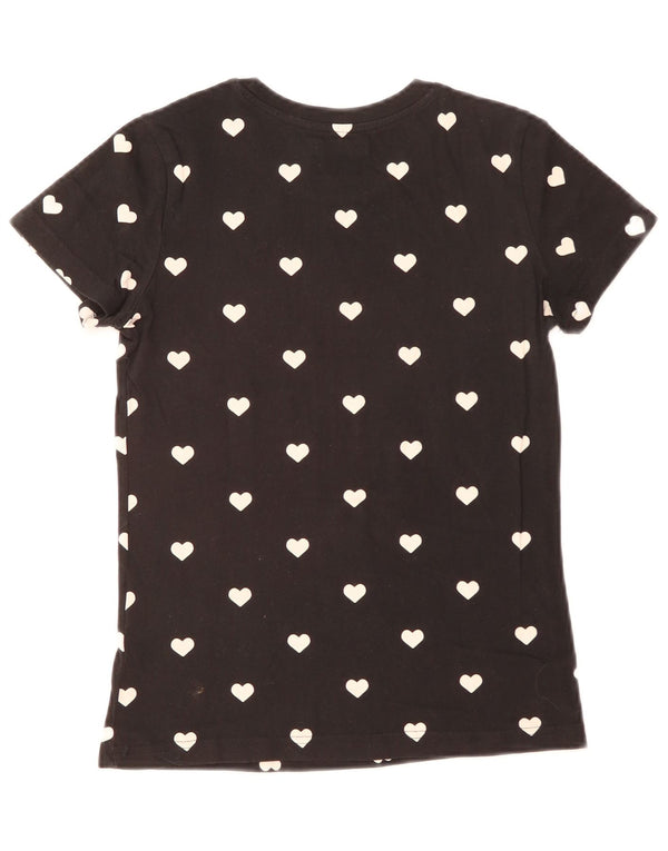 Adidas Womens Graphic T-Shirt Top IT 42 Medium Black Geometric Cotton