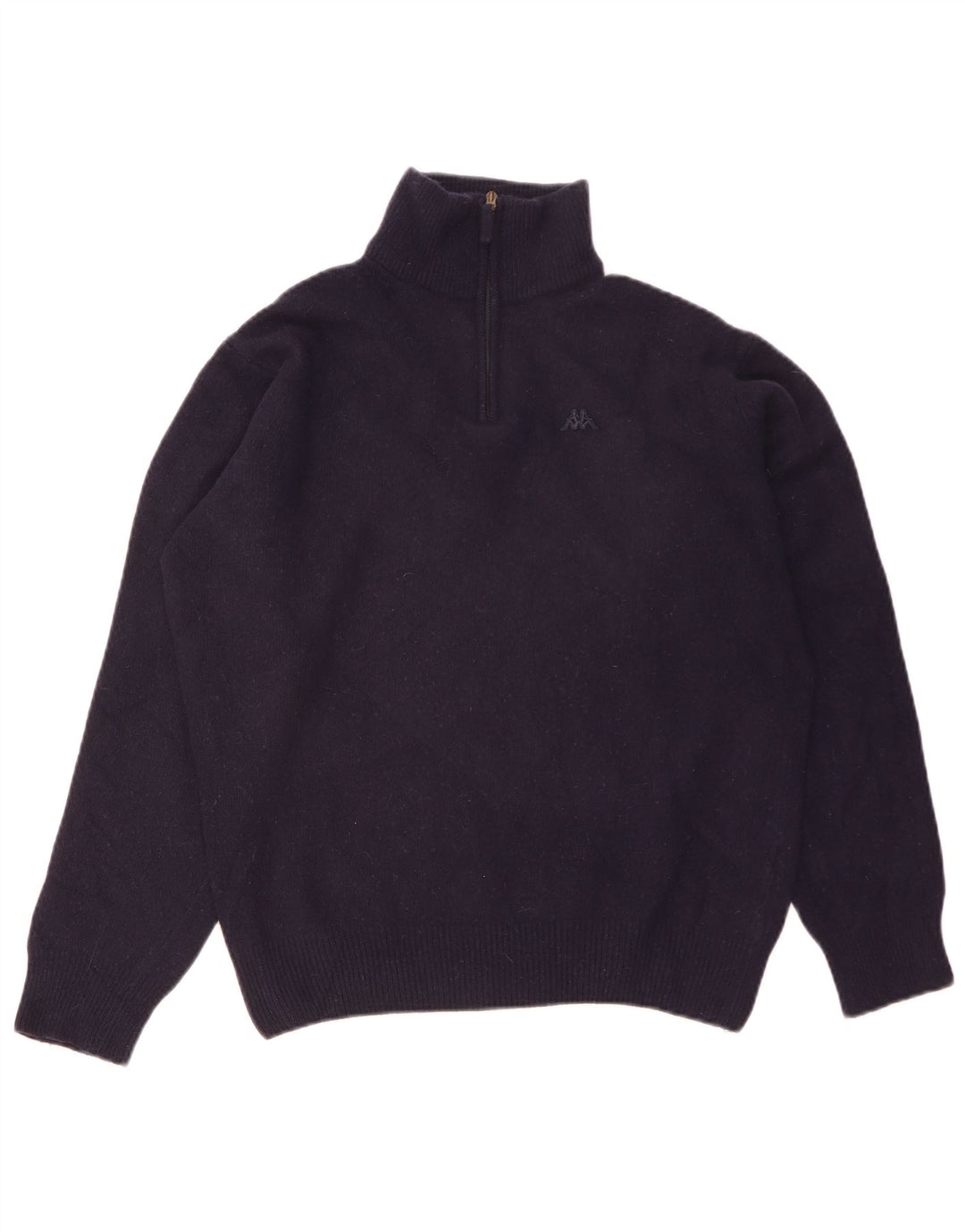 Kappa Mens Zip Neck Jumper Sweater Large Navy Blue Lambswool