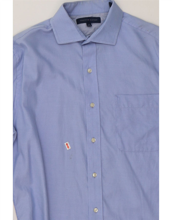 TOMMY HILFIGER Mens Shirt Size 15 32/33 Medium Blue Cotton Vintage Tommy Hilfiger and Second-Hand Tommy Hilfiger from Messina Hembry 