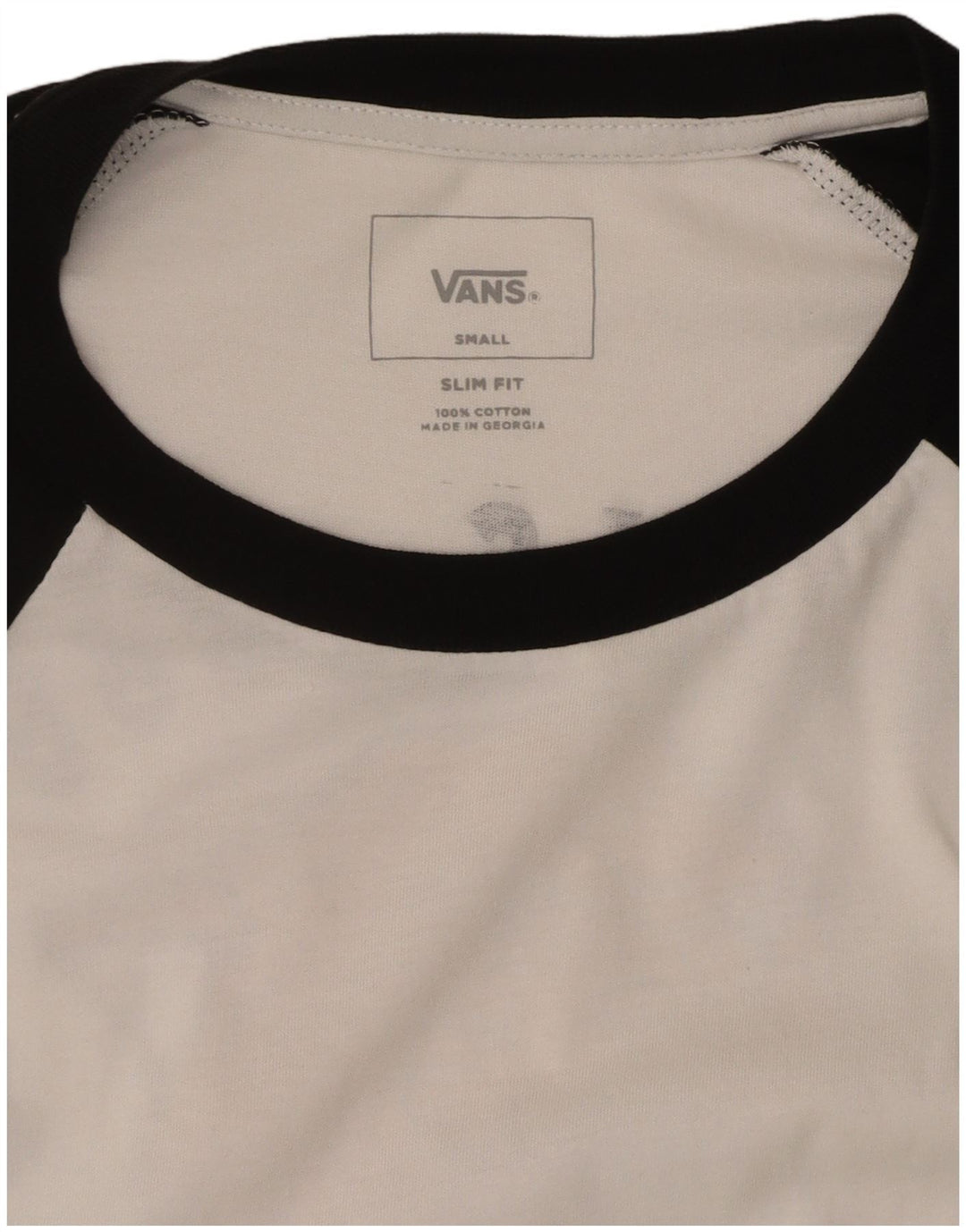 VANS Womens Slim Fit Graphic Top 3/4 Sleeve UK 10 Small White Colourblock