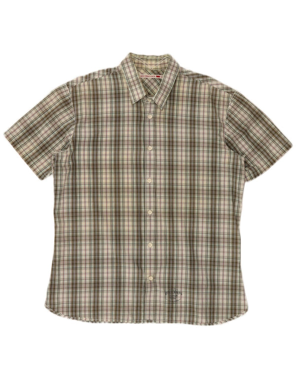 LEVI'S Mens Short Sleeve Shirt Large Khaki Check Cotton