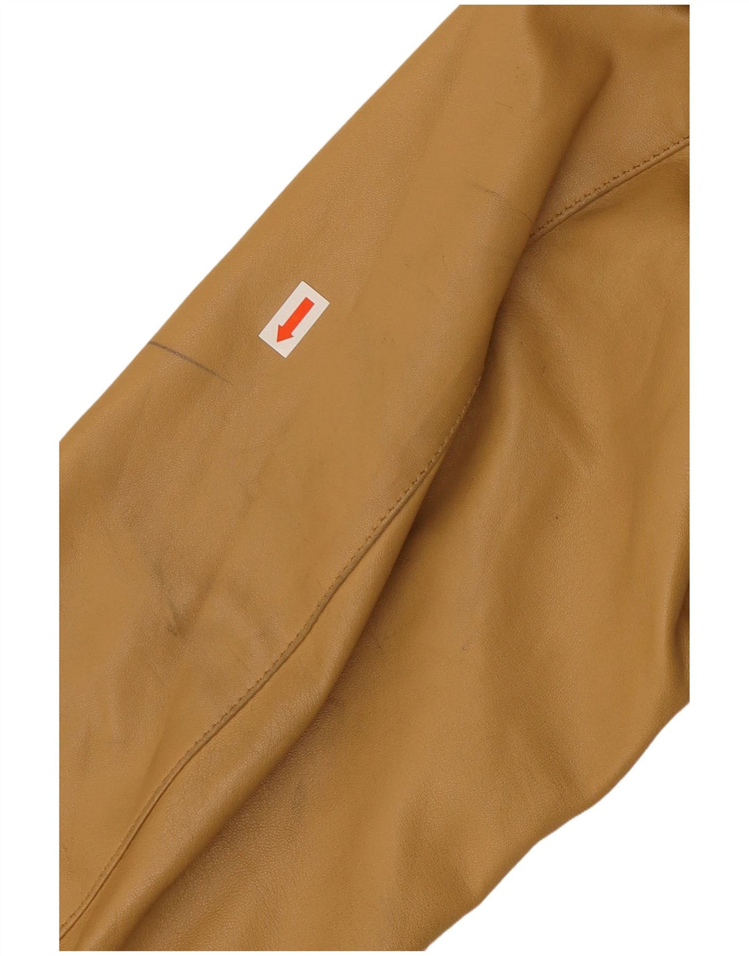 VINTAGE Womens Leather Jacket IT 52 2XL Beige Leather