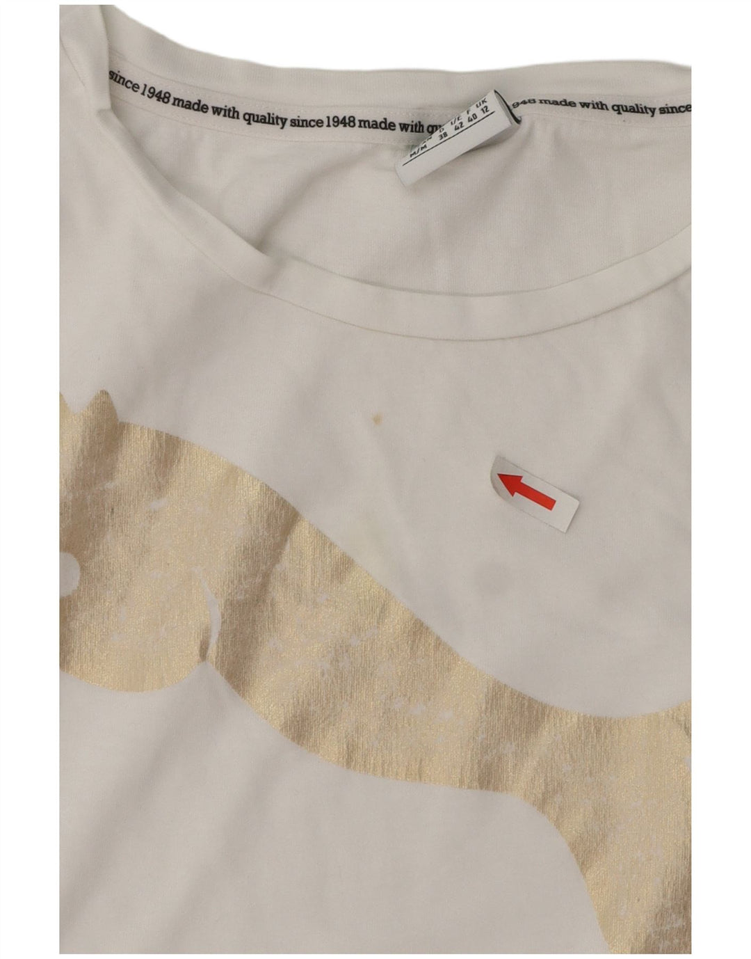 PUMA Womens Graphic T-Shirt Top UK 12 Medium  White