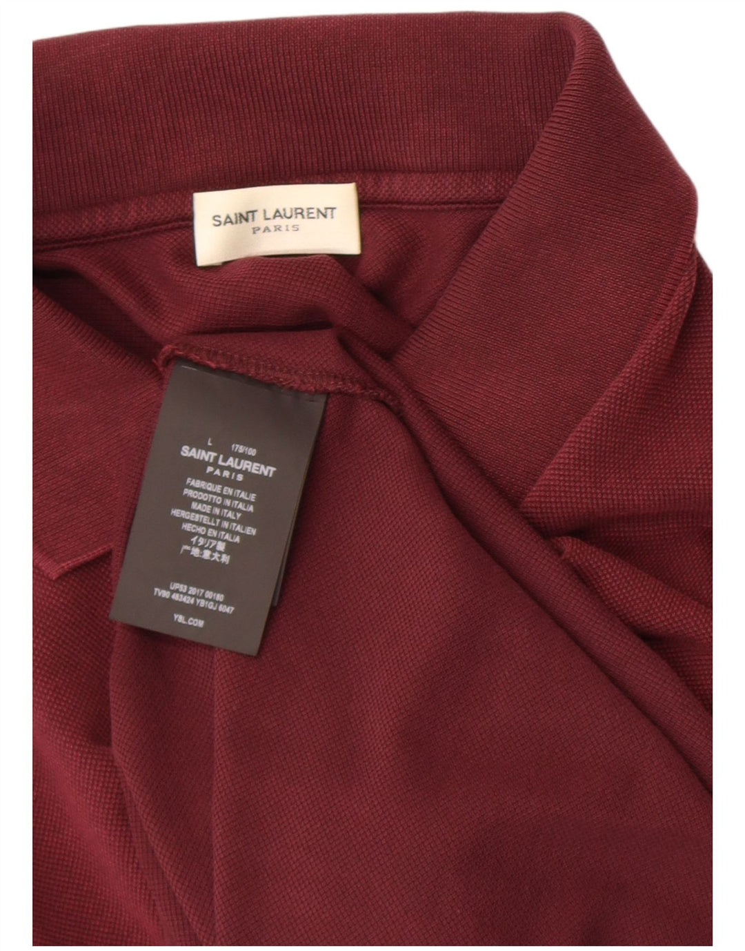 Saint Laurent Mens Polo Shirt Large Burgundy Cotton