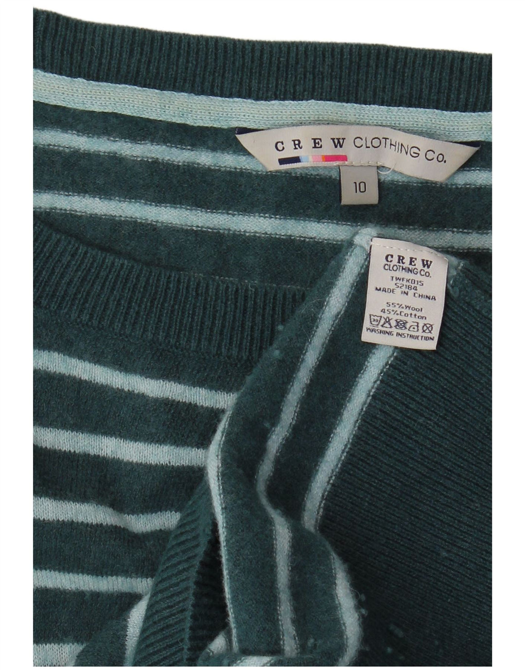 CREW CLOTHING Womens Long Sleeve Jumper Dress UK 10 Small Green Striped