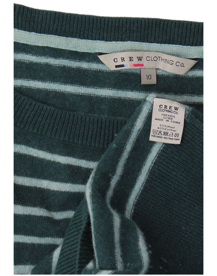 CREW CLOTHING Womens Long Sleeve Jumper Dress UK 10 Small Green Striped