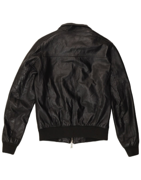 Antony Morato Mens Leather Jacket IT 48 Medium Black Leather