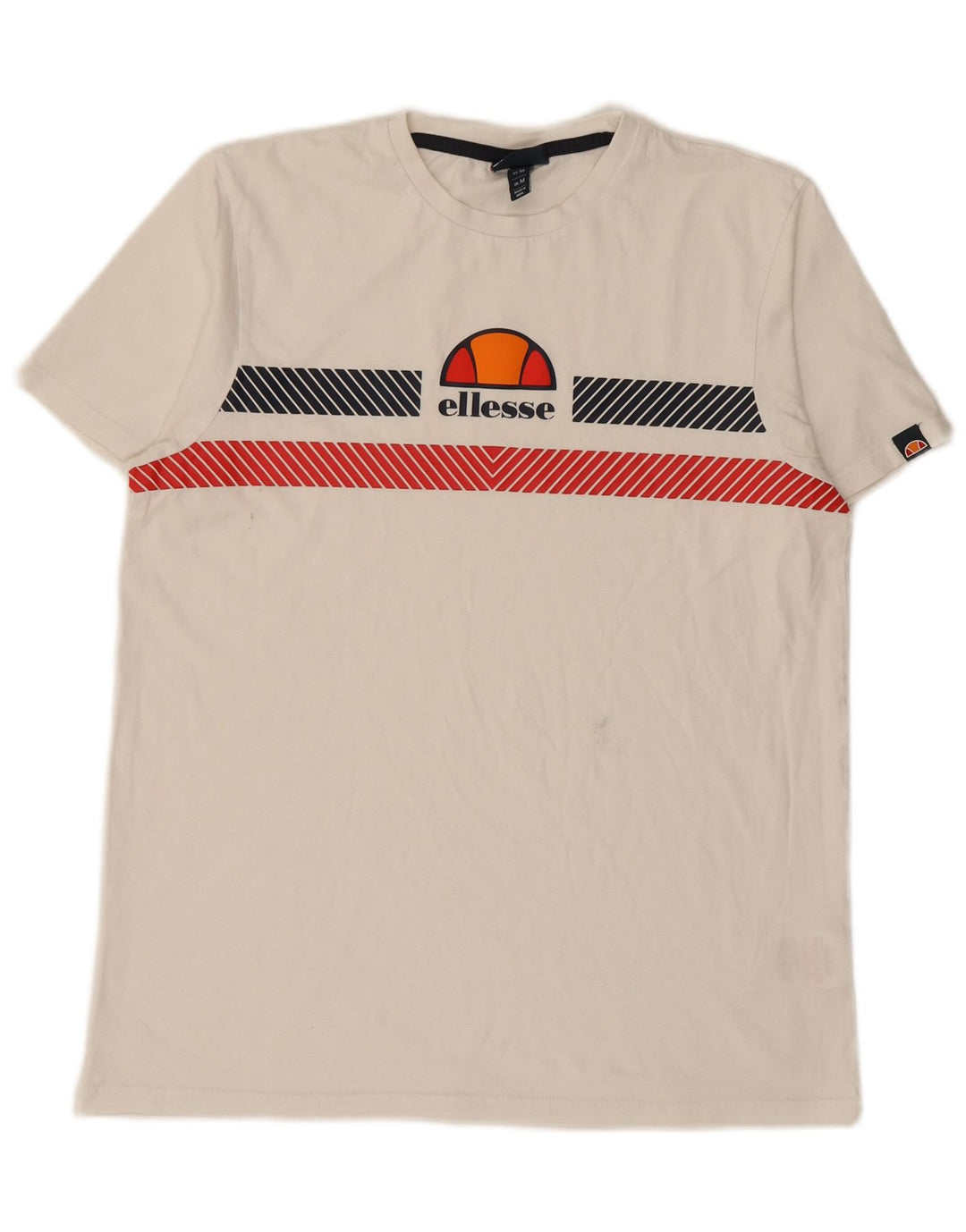 ELLESSE Mens Graphic T-Shirt Top Medium White Cotton