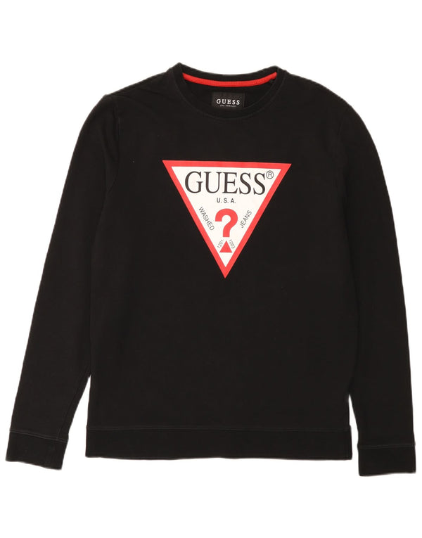 Guess Mens Graphic Sweatshirt Jumper Medium Black