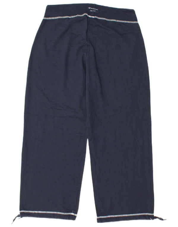CHAMPION Womens Crop Tracksuit Trousers UK 16 Large  Navy Blue Cotton