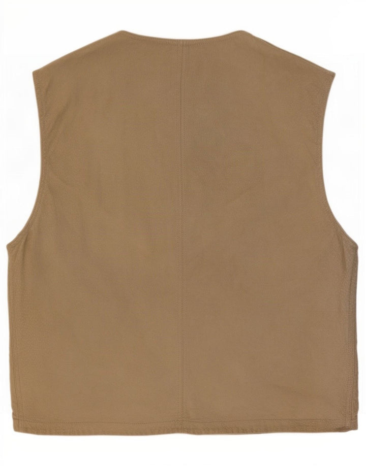 Vintage Mens Suede Utility Gilet IT 48 Medium Beige Leather