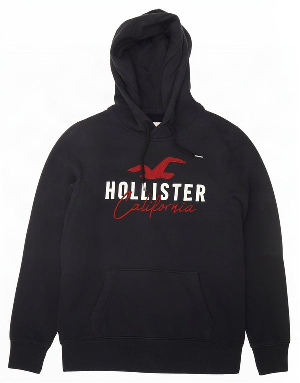 Hollister Mens Graphic Hoodie Jumper Small Black