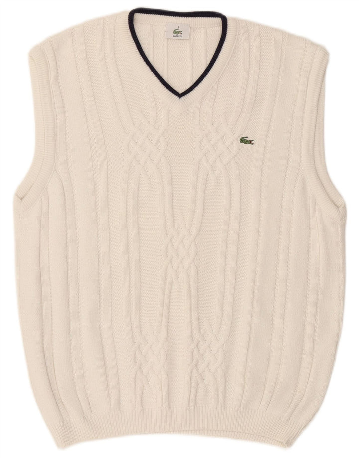 Lacoste Mens Vest Tank Top Size 6 XL White Cotton
