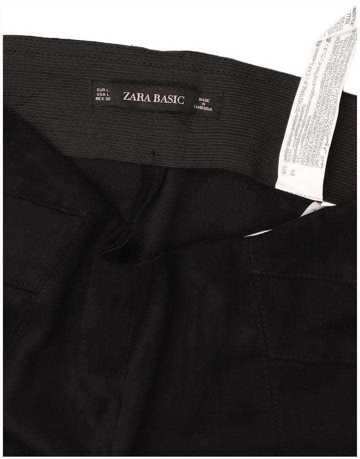 Zara Womens Slim Casual Trousers Large W30 L27 Black Polyester