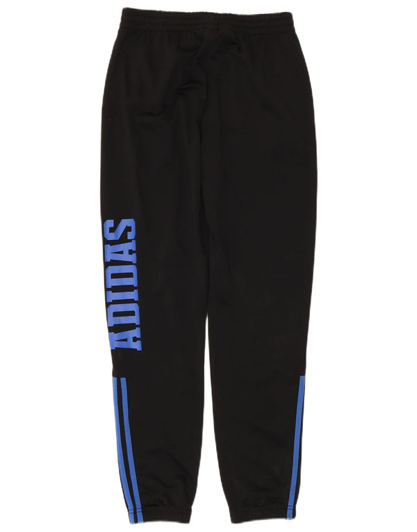 Adidas Boys Graphic Tracksuit Trousers Joggers 13-14 Years Black Polyester
