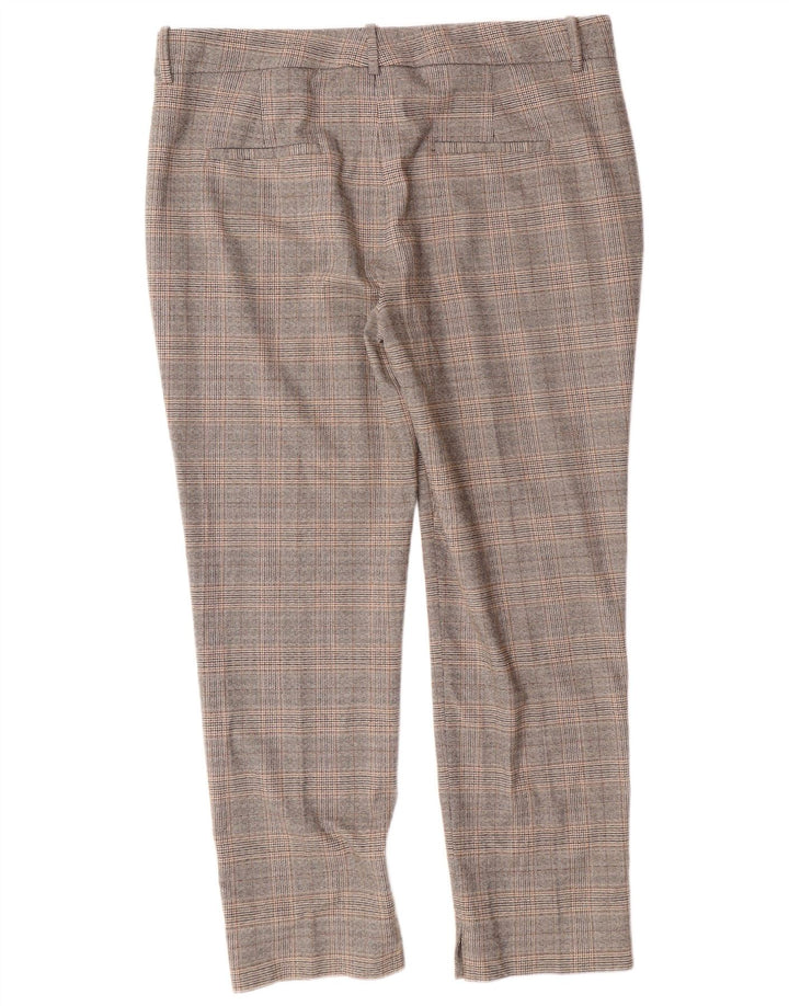 ZARA Womens Slim Fit Chino Trousers EU 42 Large W32 L27 Grey Check