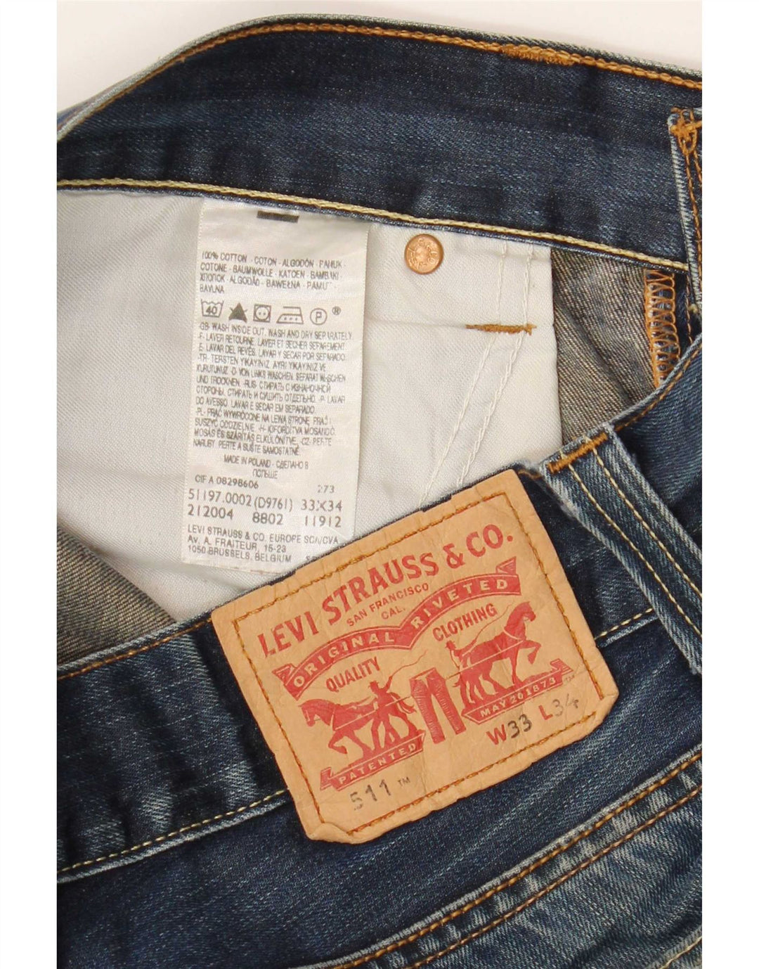 Levi's Mens 511 Distressed Slim Jeans W33 L29 Blue Cotton