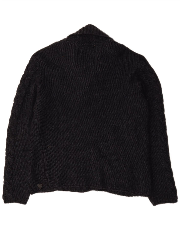 Guess Mens Duffle Buttons Cardigan Sweater Large Black Acrylic