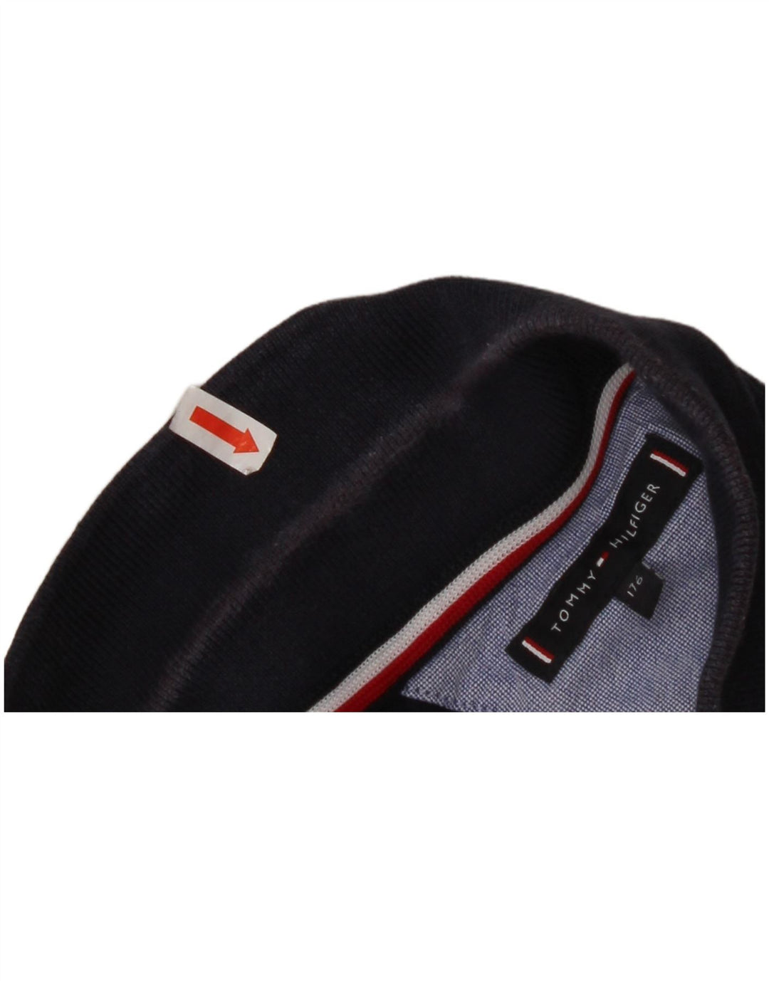 TOMMY HILFIGER Boys Polo Shirt 15-16 Years Navy Blue Striped Cotton