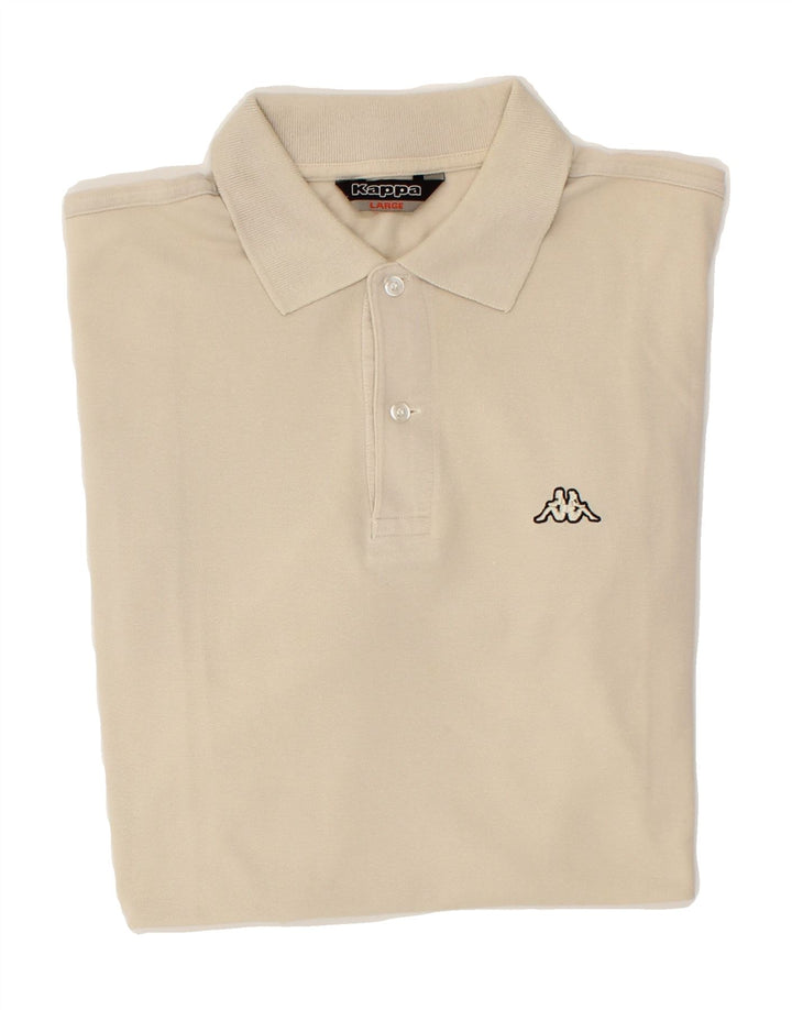 KAPPA Mens Polo Shirt Large Beige Cotton Vintage Kappa and Second-Hand Kappa from Messina Hembry 