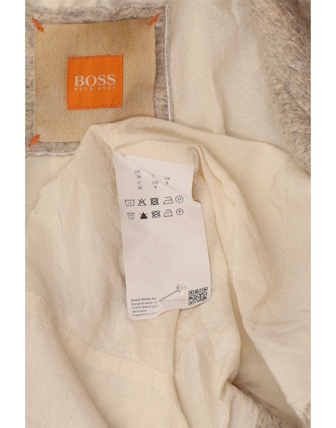 Hugo Boss Womens Overcoat UK 8 Small  Beige Acrylic