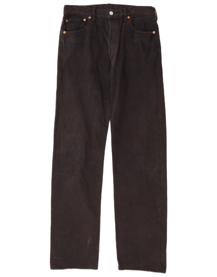 LEVI'S Mens 501 Straight Jeans W34 L36 Black Cotton