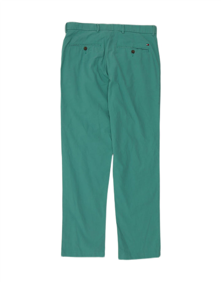 TOMMY HILFIGER Mens Straight Chino Trousers W32 L32 Turquoise Cotton