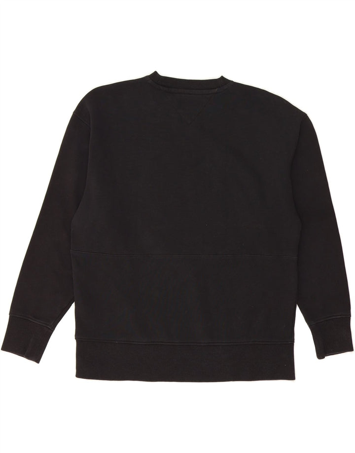 TOMMY HILFIGER Mens Graphic Sweatshirt Jumper Medium Black Cotton Vintage Tommy Hilfiger and Second-Hand Tommy Hilfiger from Messina Hembry 