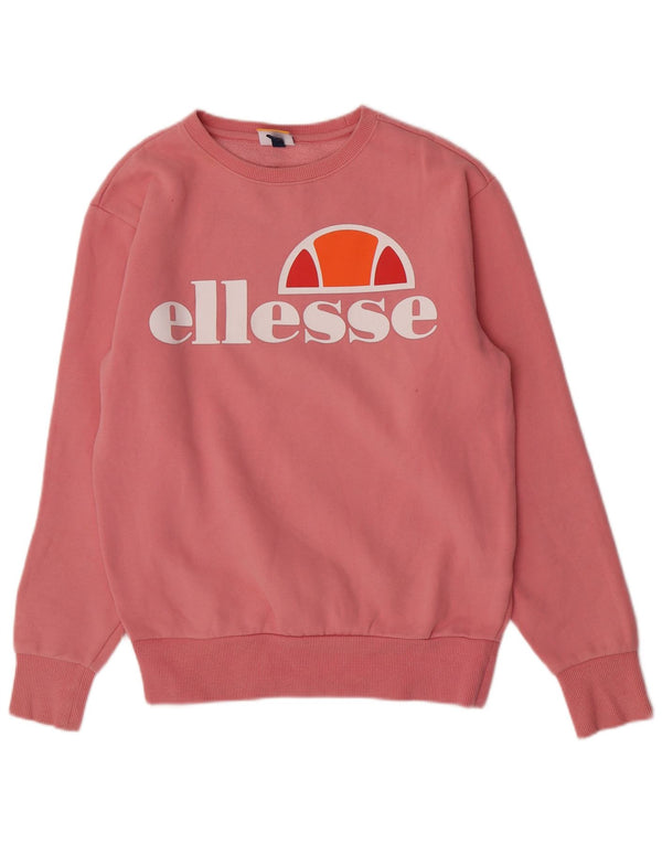 Ellesse Womens Graphic Sweatshirt Jumper UK 10 Small Pink Cotton