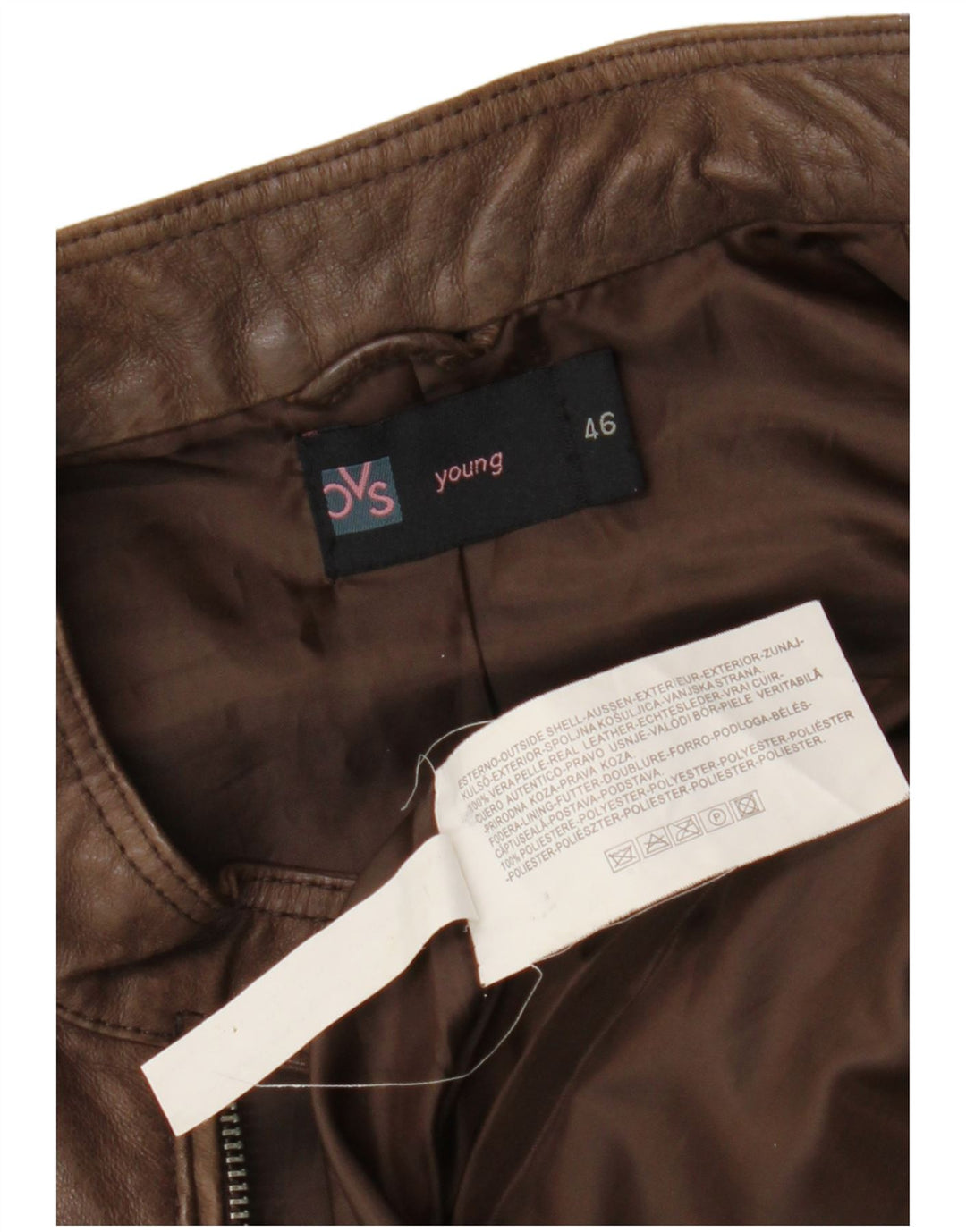 OVS Girls Leather Biker Jacket 13-14 Years Brown Leather