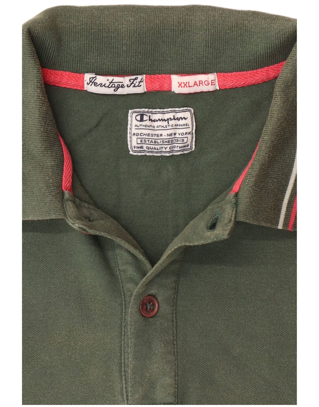 CHAMPION Mens Heritage Fit Polo Shirt 2XL Green