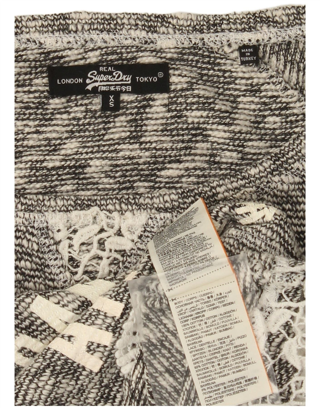 Superdry Womens Oversized Crop Boat Neck Jumper Sweater UK 6 XS Grey Cotton