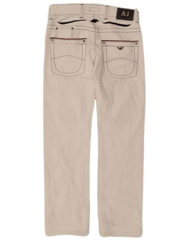 Armani Womens Distressed Straight Jeans W32 L30 White Cotton
