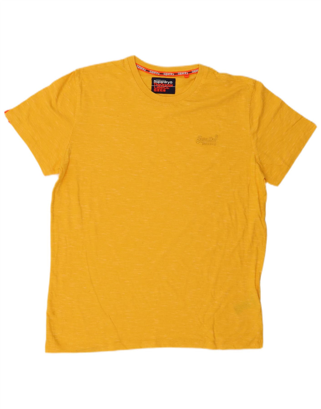 SUPERDRY Mens T-Shirt Top XL Yellow Flecked Cotton