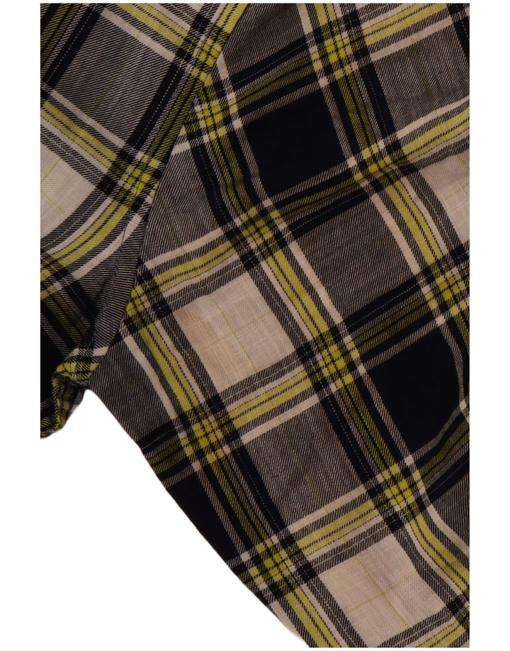 Benetton Mens Checked  Shirt Large Navy Blue Check Cotton