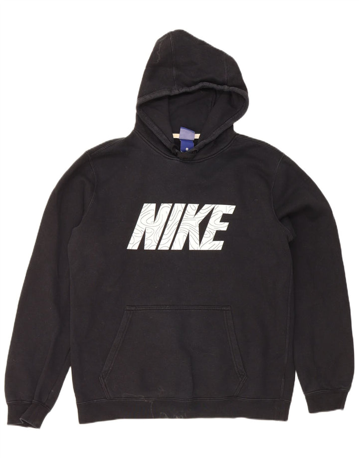 Nike Mens Graphic Hoodie Jumper Medium Black Cotton