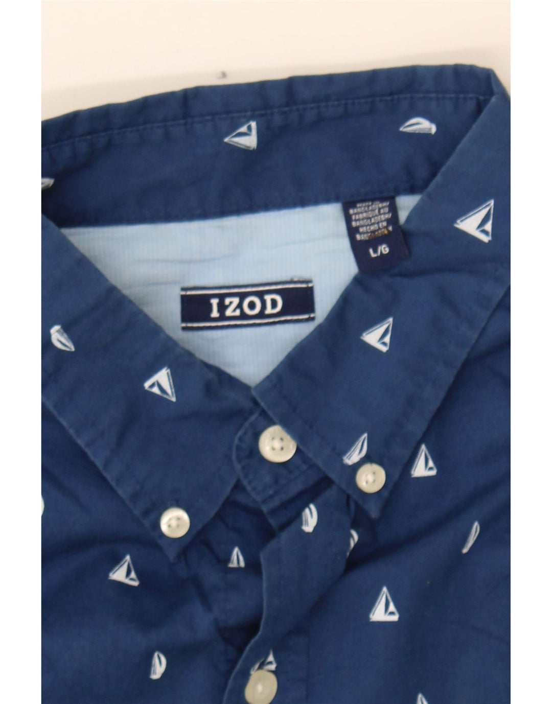 IZOD Mens Short Sleeve Shirt Large Blue Spotted Cotton Vintage Izod and Second-Hand Izod from Messina Hembry 