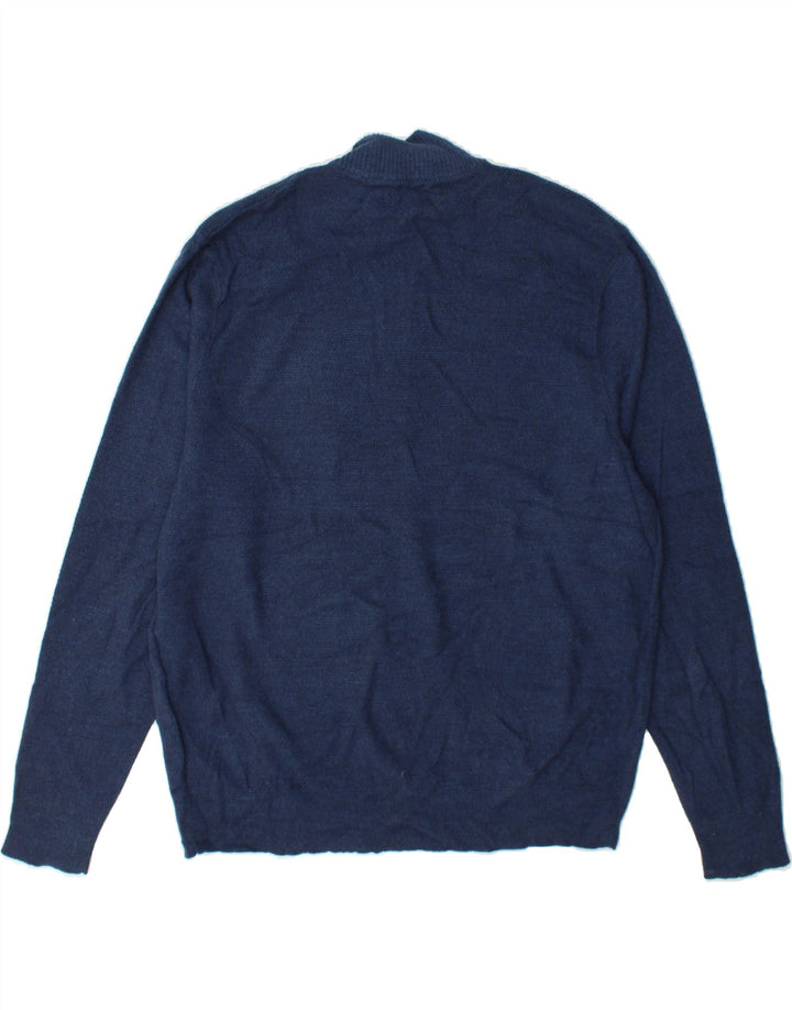 DOCKERS Mens Zip Neck Jumper Sweater Large Navy Blue Acrylic Vintage Dockers and Second-Hand Dockers from Messina Hembry 