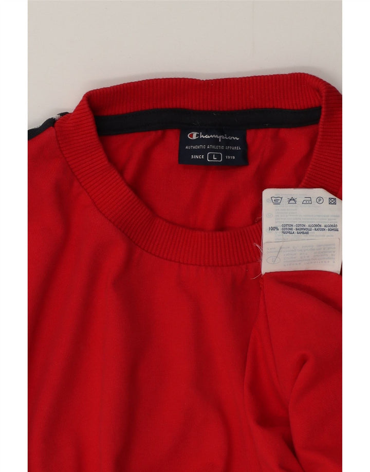 CHAMPION Mens Top Long Sleeve Large Red Cotton
