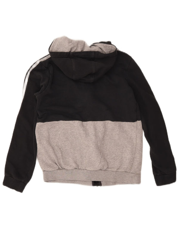 ADIDAS Boys Zip Hoodie Sweater 11-12 Years Black Colourblock Cotton