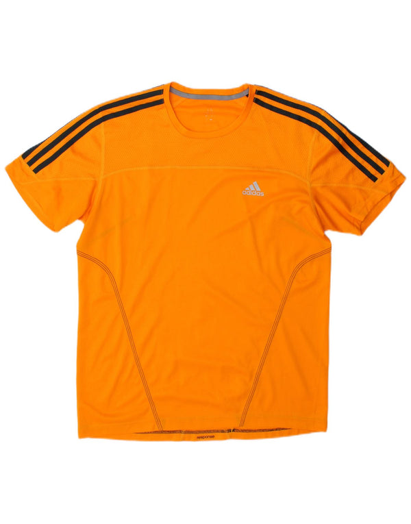 Adidas Mens T-Shirt Top Medium Orange Colourblock