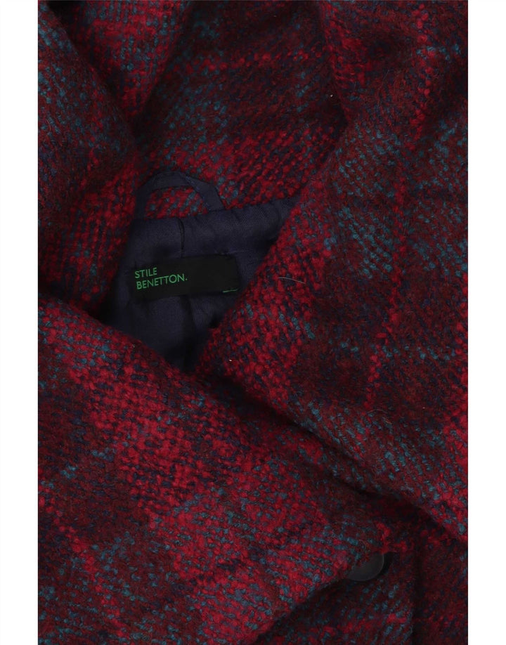 Benetton Womens Jacket UK 14 Medium Pink Check