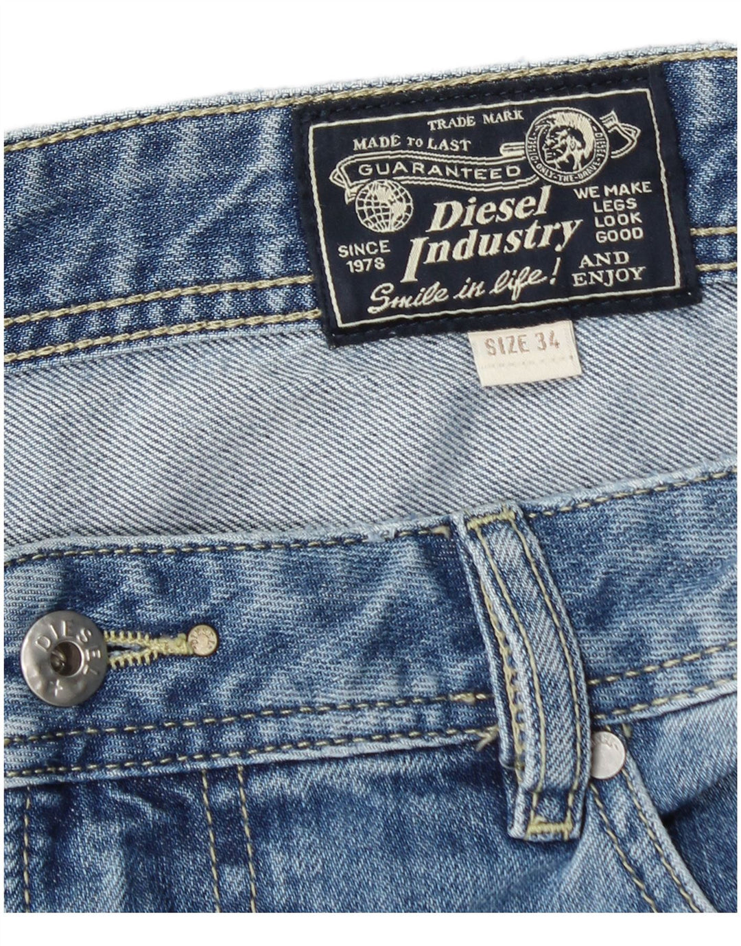 DIESEL Mens Distressed Denim Shorts W34 Large  Blue Cotton