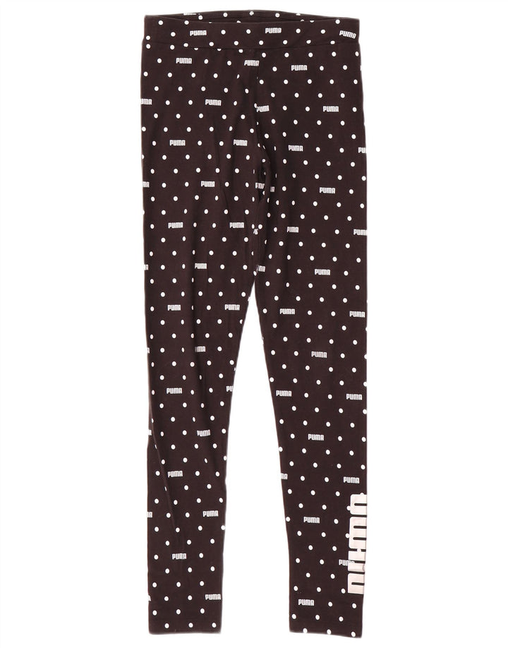 PUMA Girls Graphic Leggings 13-14 Years Black Spotted Cotton