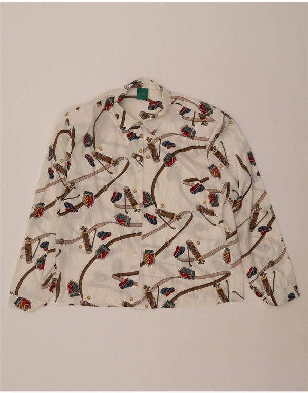 CANDA Womens Abstract Pattern Shirt Blouse IT 46 Large White Polyester