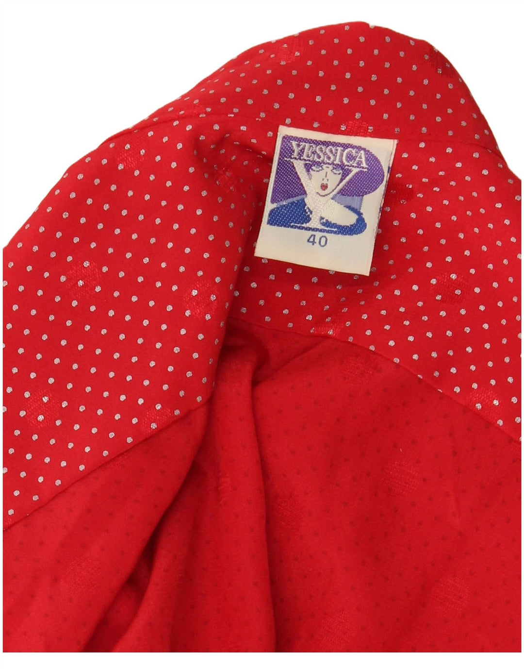 YESSICA Womens Oversized Shirt Blouse EU 40 Medium Red Spotted Polyester